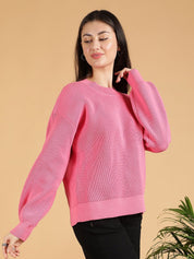 Kotty Women Ribbed Round Neck Pullover