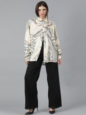 Kotty Women Spread Collar Floral Printed Cotton Oversized Casual Shirt