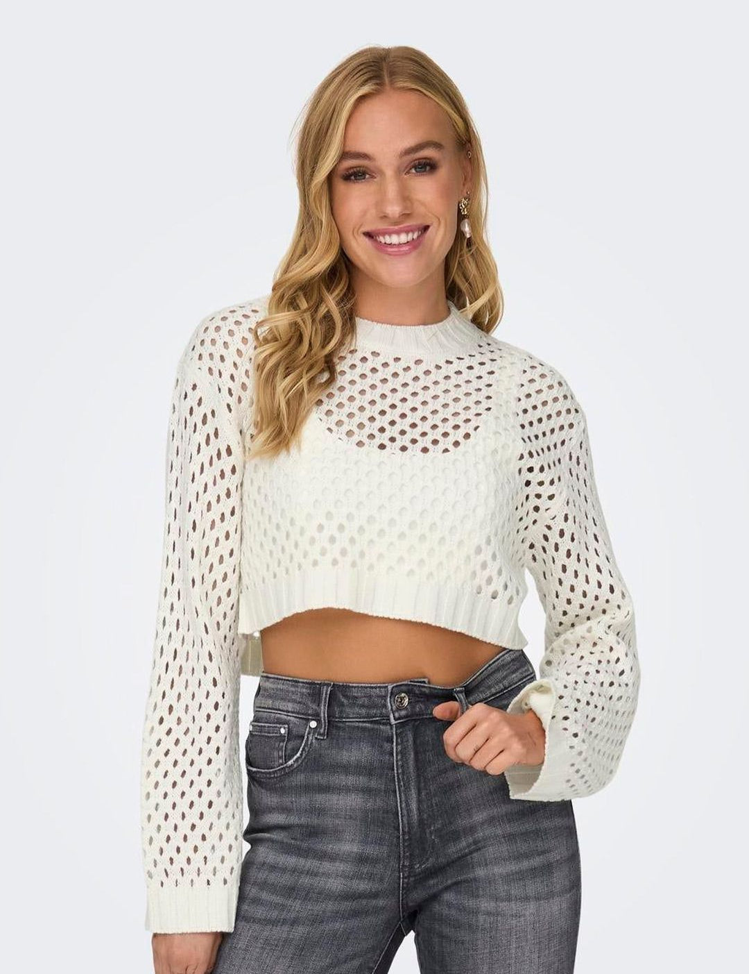 Kotty Women Cotton Round Neck Crop Pullover Sweaters
