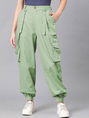 Kotty Women Relaxed High-Rise Easy Wash Cargos Trousers