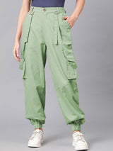 Kotty Women Relaxed High-Rise Easy Wash Cargos Trousers