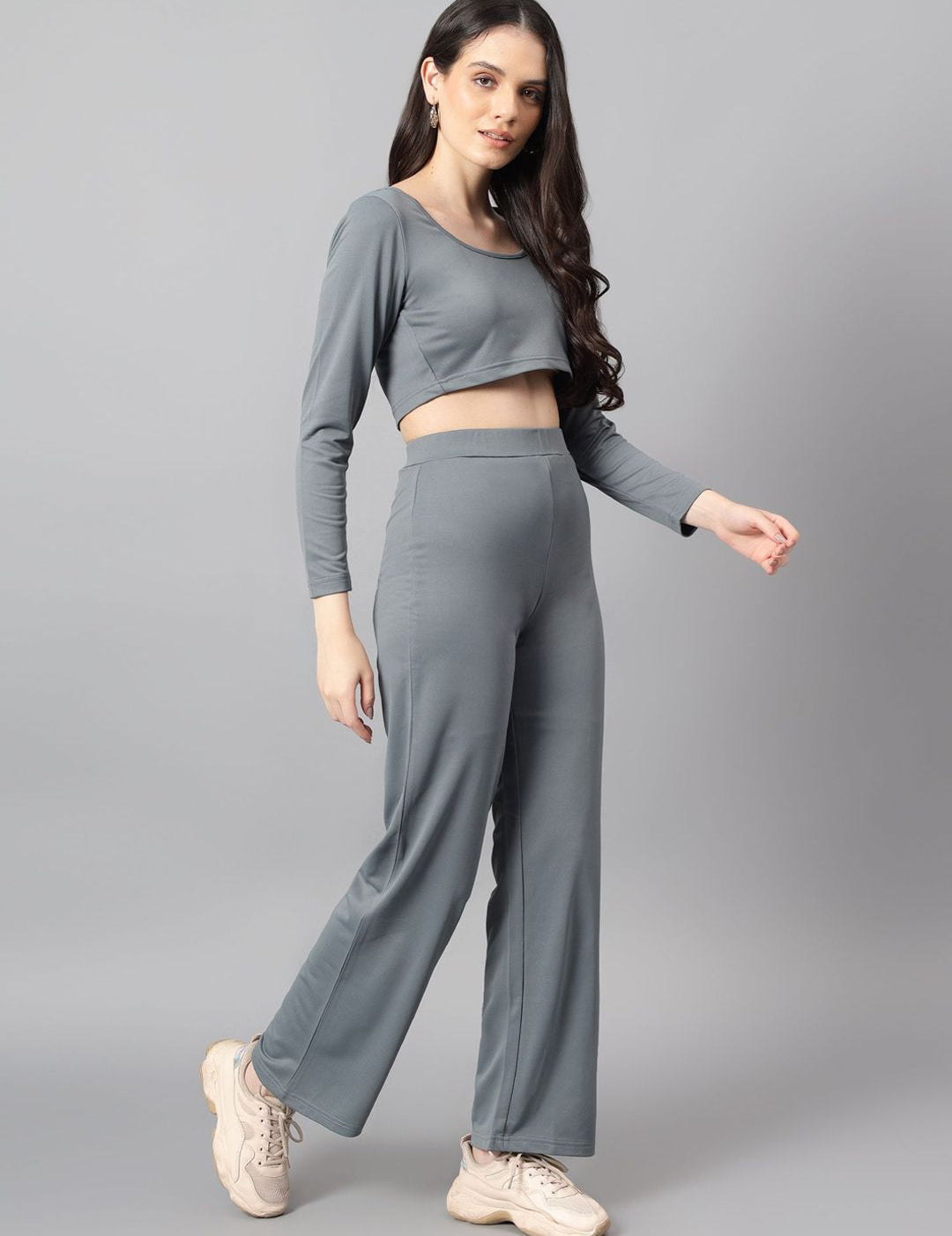 Kotty Grey Scoop Neck Top With Trouser