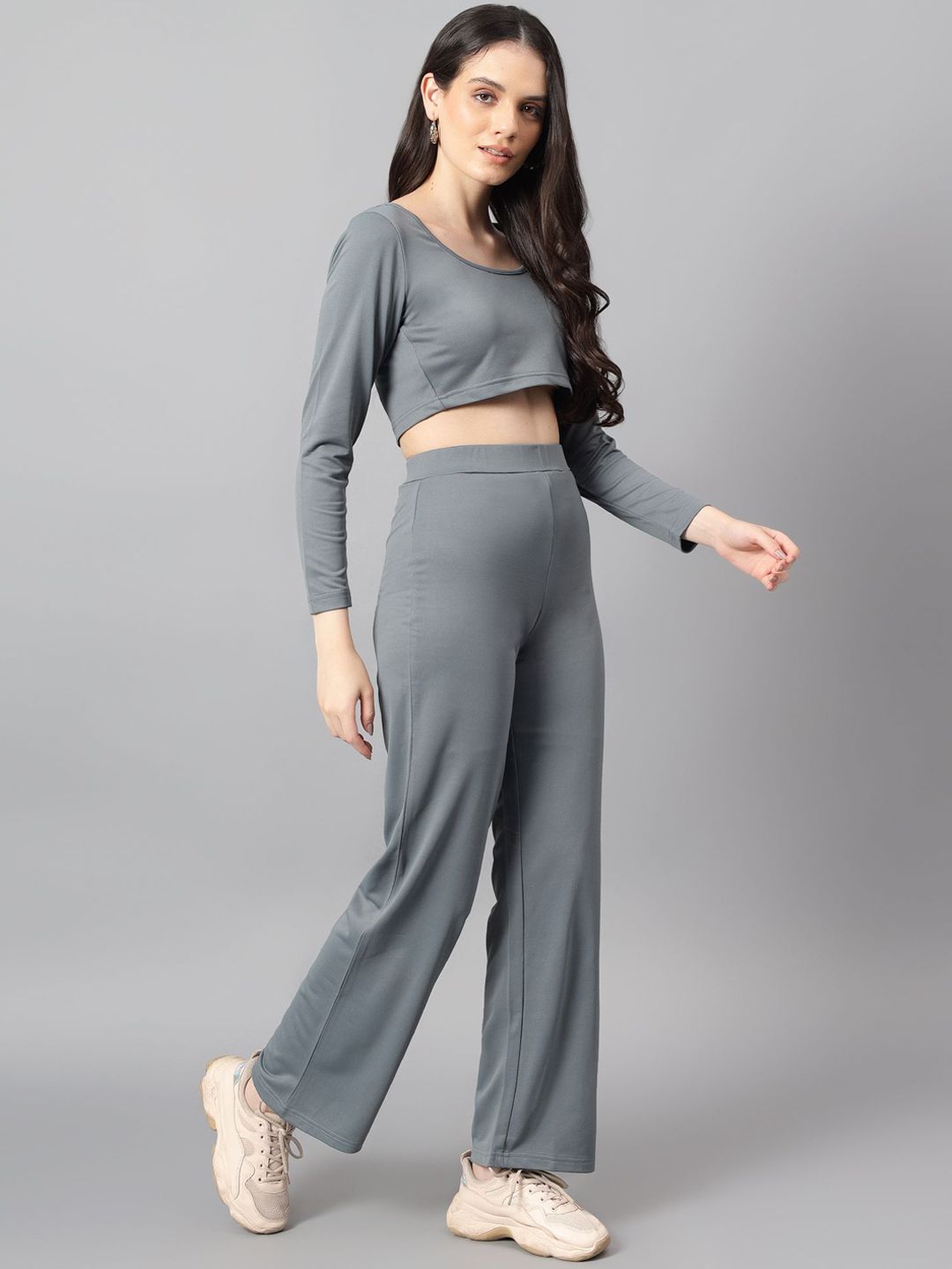 Kotty Grey Scoop Neck Top With Trouser