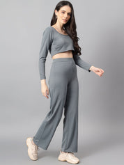 Kotty Grey Scoop Neck Top With Trouser
