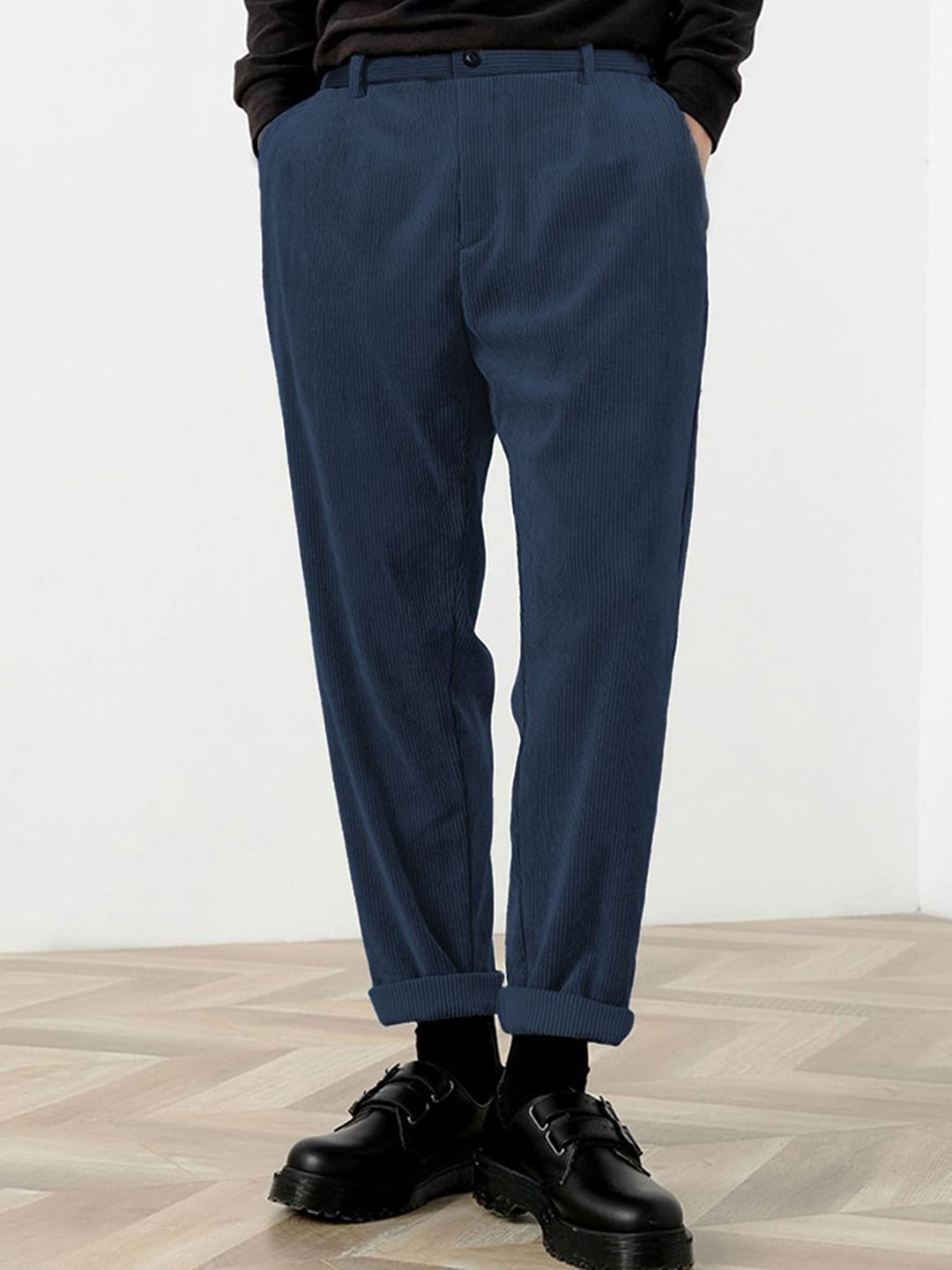 Kotty Men Relaxed Straight Fit High Rise Cotton Trousers