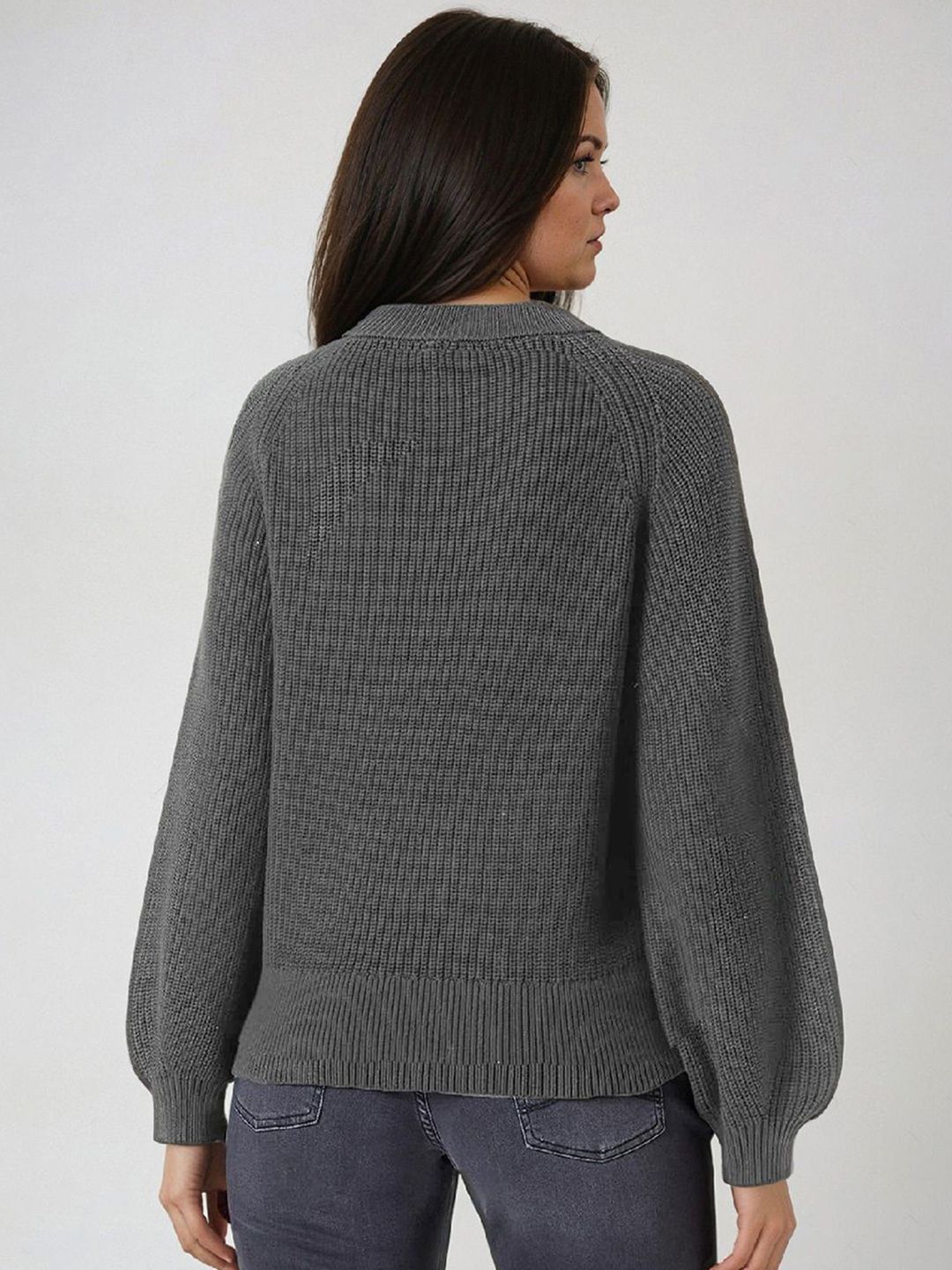 Kotty Women Solid Ribbed Pullover Sweater