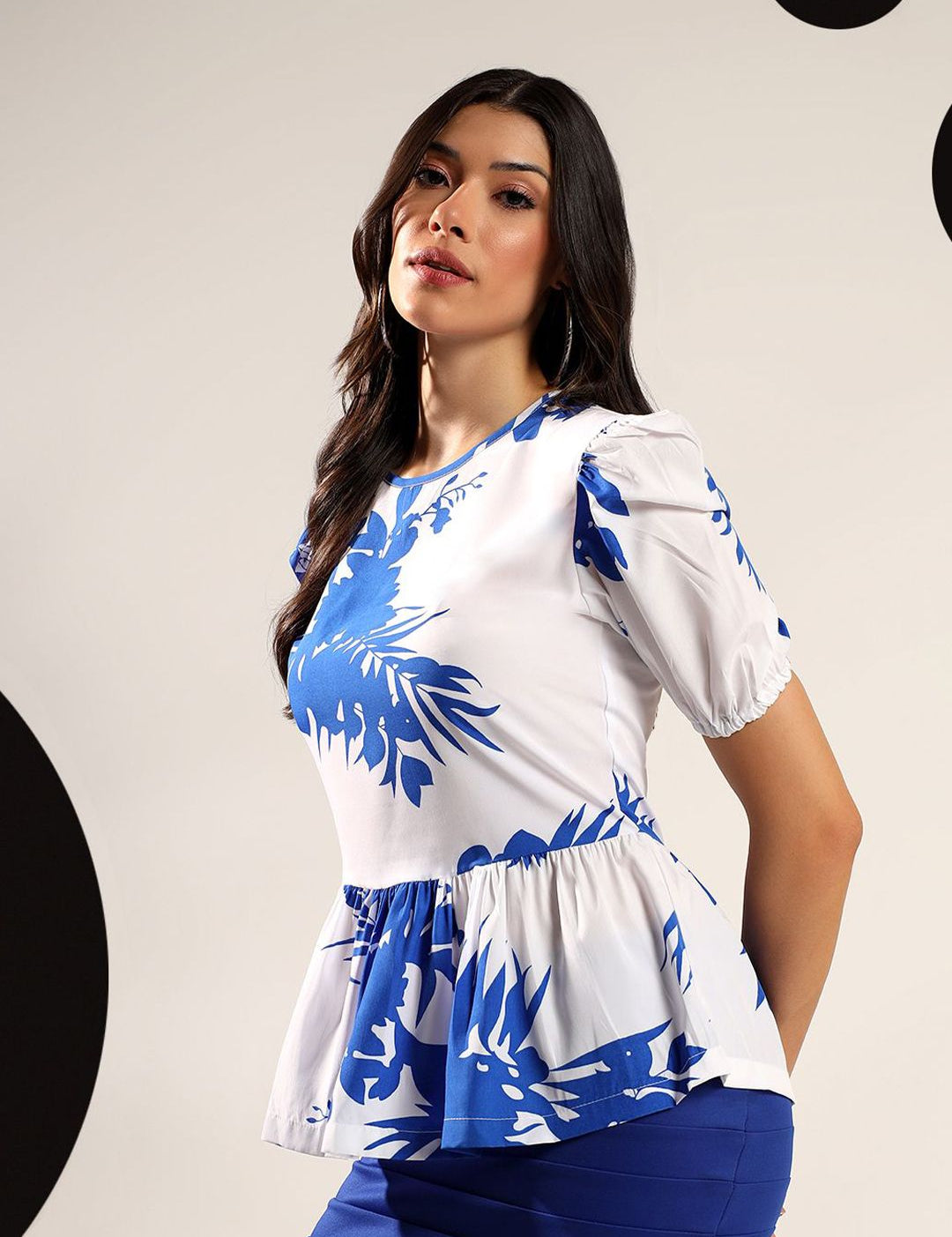 Kotty Women Puff Sleeve Peplum Top