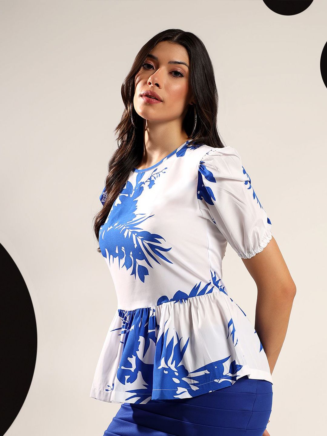 Kotty Women Puff Sleeve Peplum Top