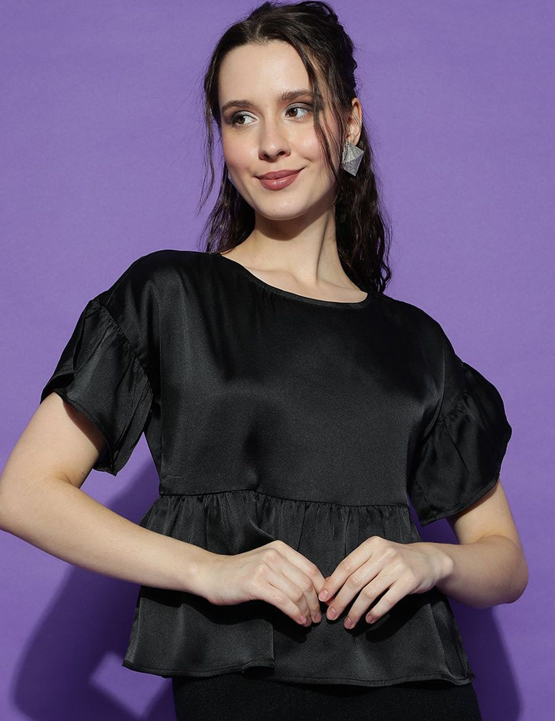 Kotty Women Solid Round Neck Top