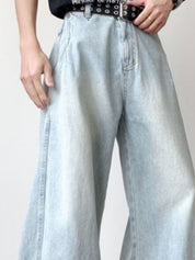 Kotty Men Wide Leg High Rise Light Fade Stretchable Jeans
