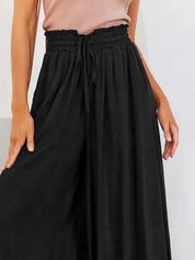 Kotty Women Loose Fit High-Rise Easy Wash Pleated Linen Trousers