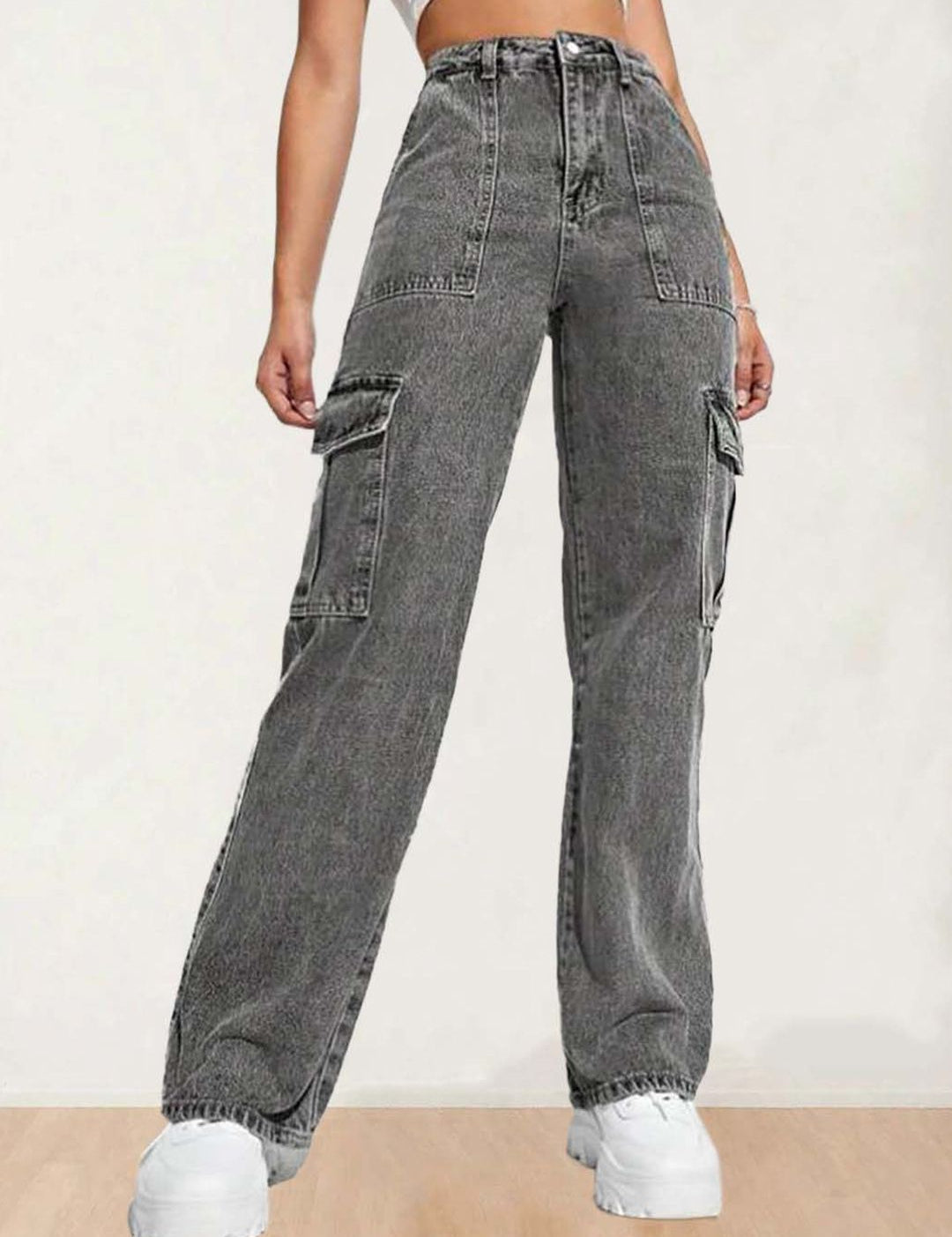 Kotty Women Regular Fit High-Rise Stretchable Cargos Jeans