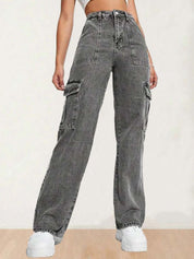 Kotty Women Regular Fit High-Rise Stretchable Cargos Jeans