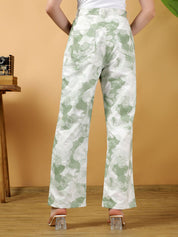 Kotty Women Floral Printed Relaxed Straight Leg Straight Fit Cotton Easy Wash Trousers