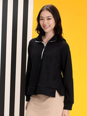 Kotty Women Solid Full Sleeve Mock Collar Sweatshirt