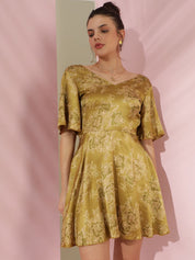 Kotty Women Print Flared Sleeve Fit & Flare Mini Dress