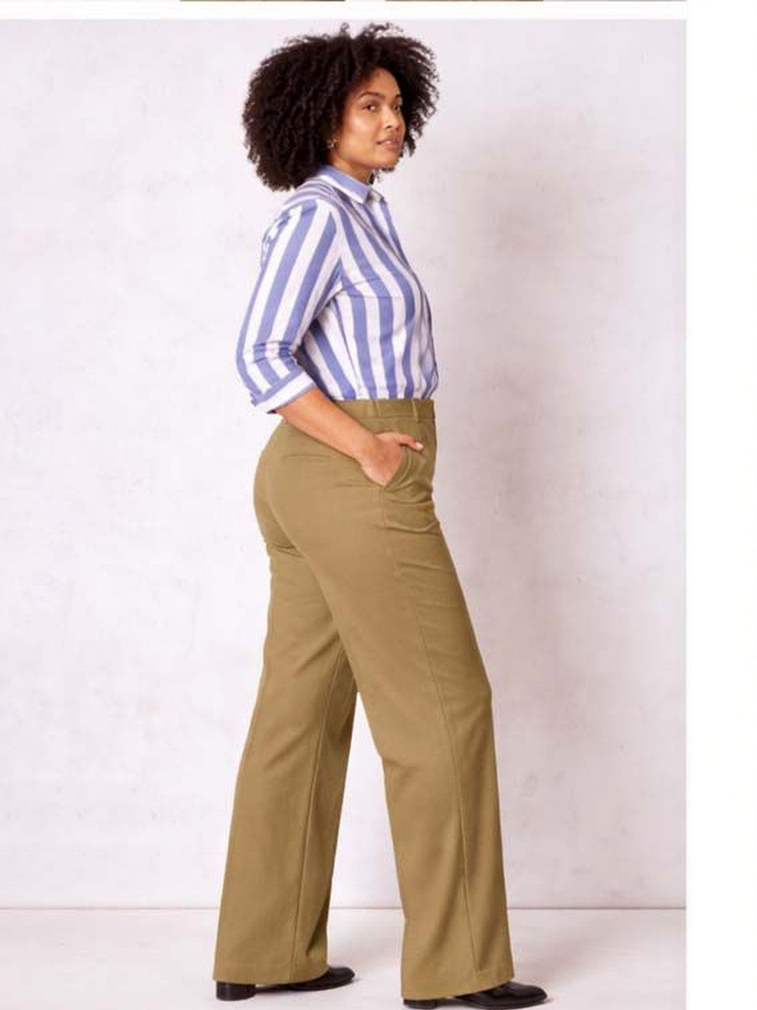 Khaki Wide Leg High-Rise Pants for Women – Chic Solid Design | Kotty