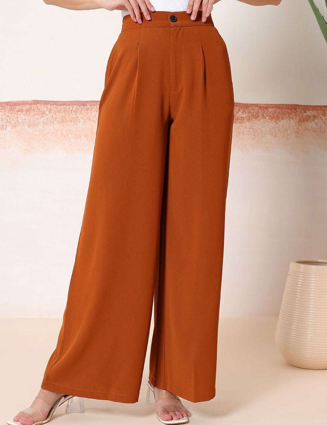 Kotty Women Comfort Flared High-Rise Parallel Trousers