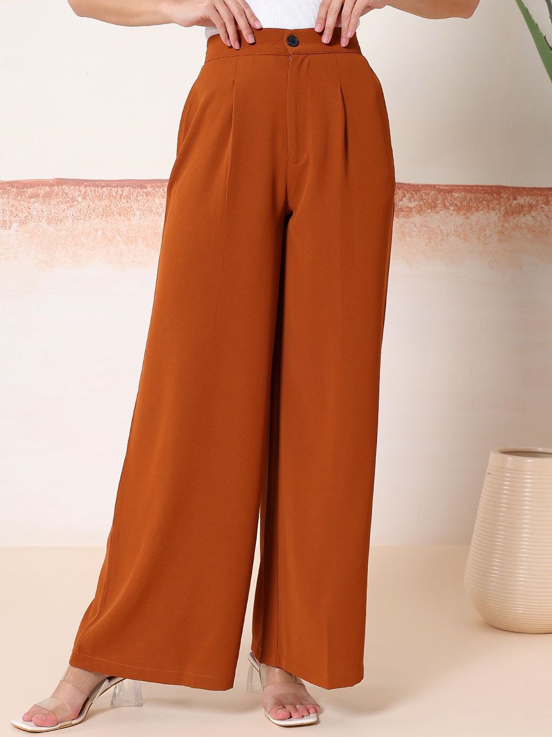 Kotty Women Comfort Flared High-Rise Parallel Trousers
