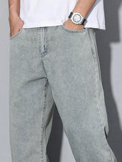 Kotty Men Baggy Fit Mid-Rise Light Fade Stretchable Jeans