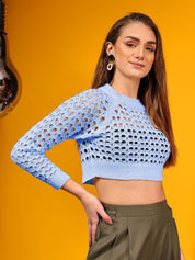 Kotty Women Open Knit Crop Pullover