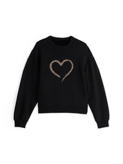 Kotty Women Heart Printed Oversized Pullover Sweatshirt