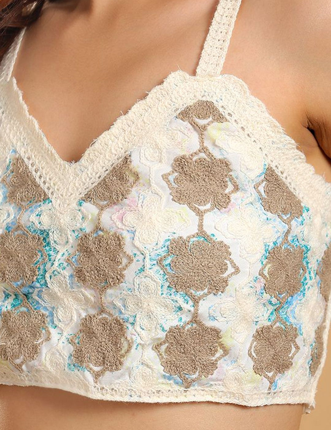 Kotty Women Shoulder Straps Sheer Cotton Crop Top