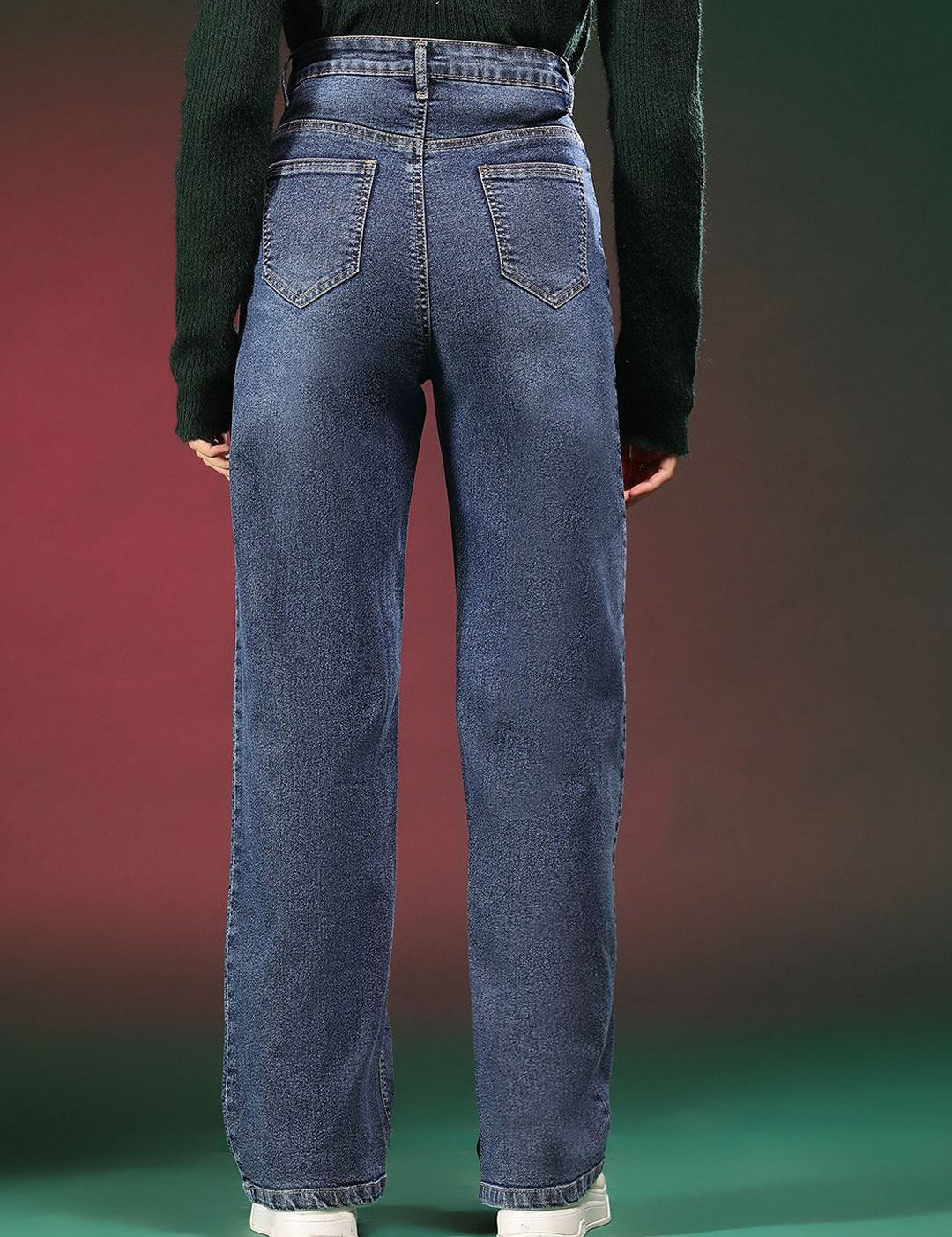 Kotty Women Straight Fit High-Rise Stretchable Cotton Jeans