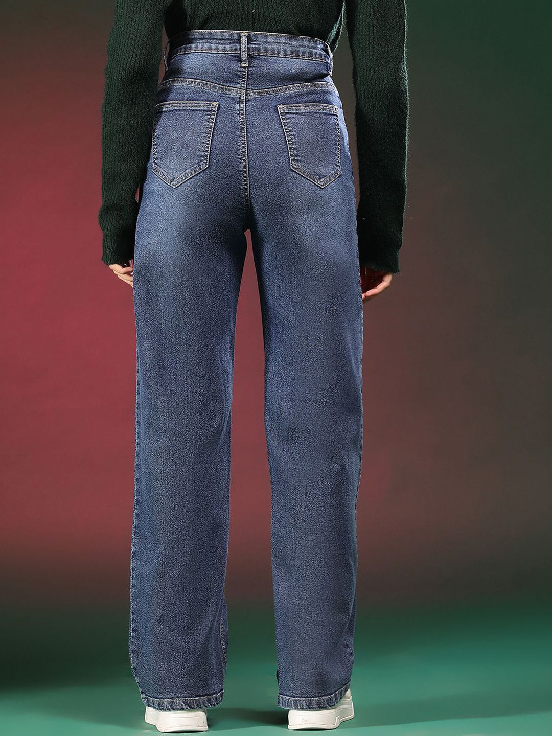 Kotty Women Straight Fit High-Rise Stretchable Cotton Jeans