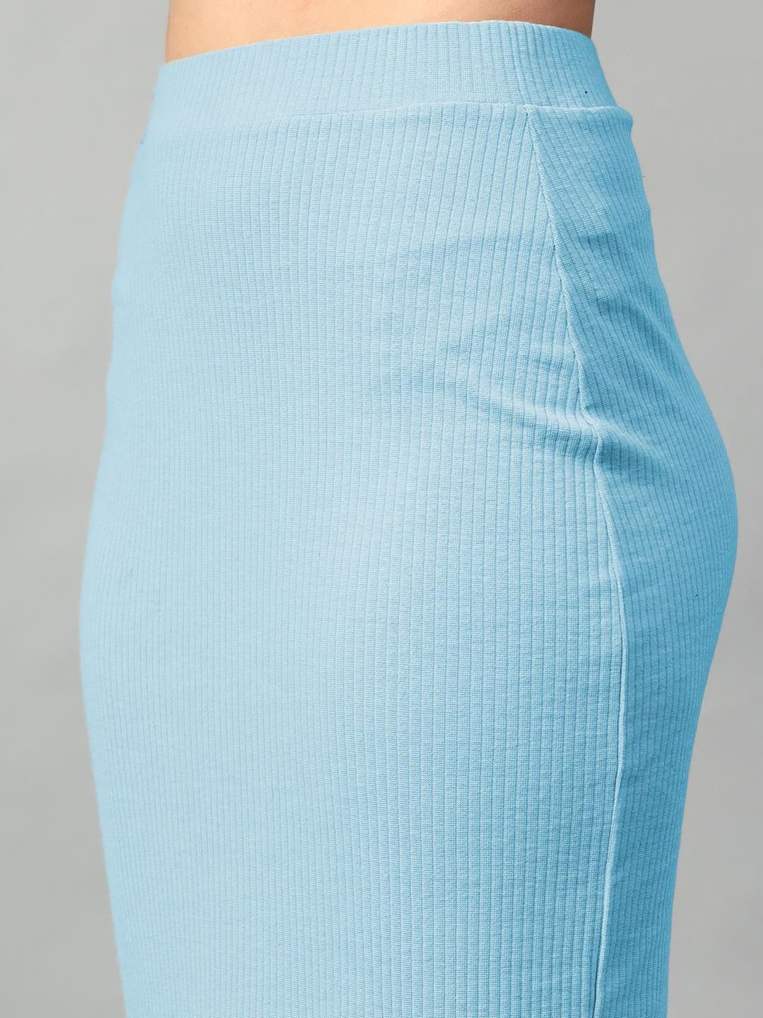 Kotty Blue V-Neck Short Sleeves Top With Skirt 