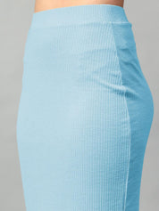 Kotty Blue V-Neck Short Sleeves Top With Skirt 