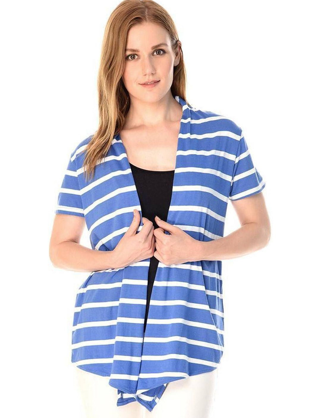 Kotty Striped Open Front Crop Shrug