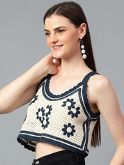 Kotty Women Self Design Scoop Neck Cotton Top