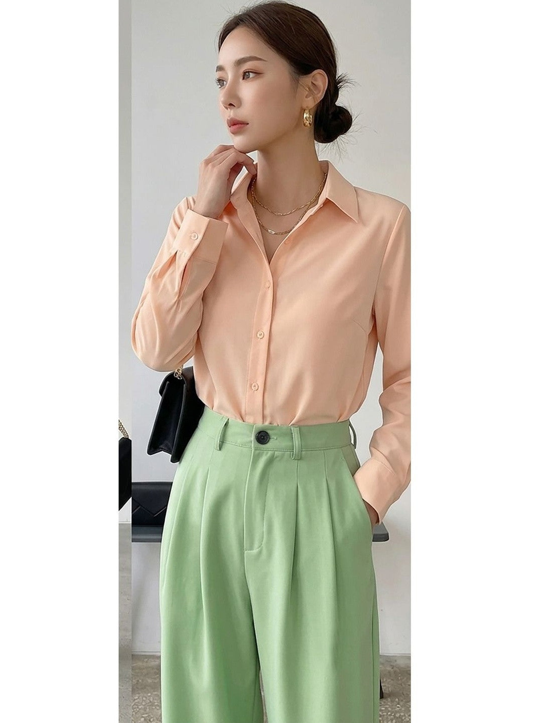 Green Straight Fit High-Rise Trousers for Women | Kotty