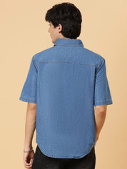 Kotty Men Relaxed Spread Collar Solid Cotton Casual Shirt