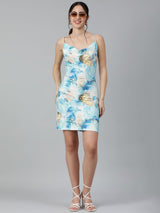 Kotty Women Floral Printed Shoulder Straps Bodycon Dress