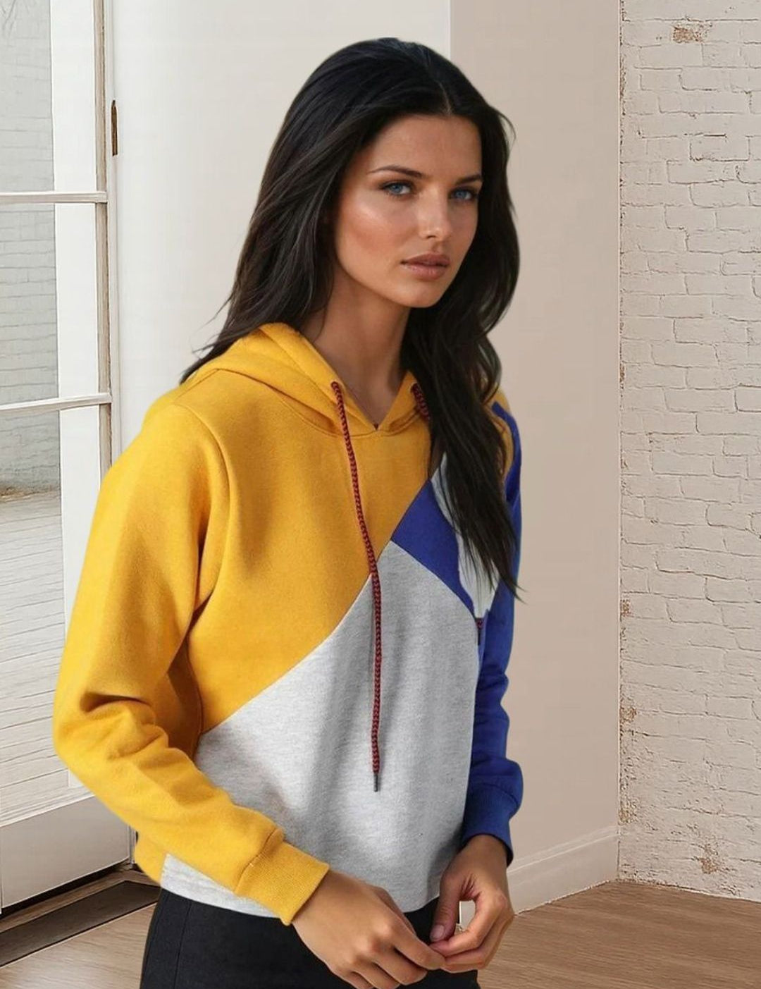 Kotty Women Colourblocked Hooded Sweatshirt