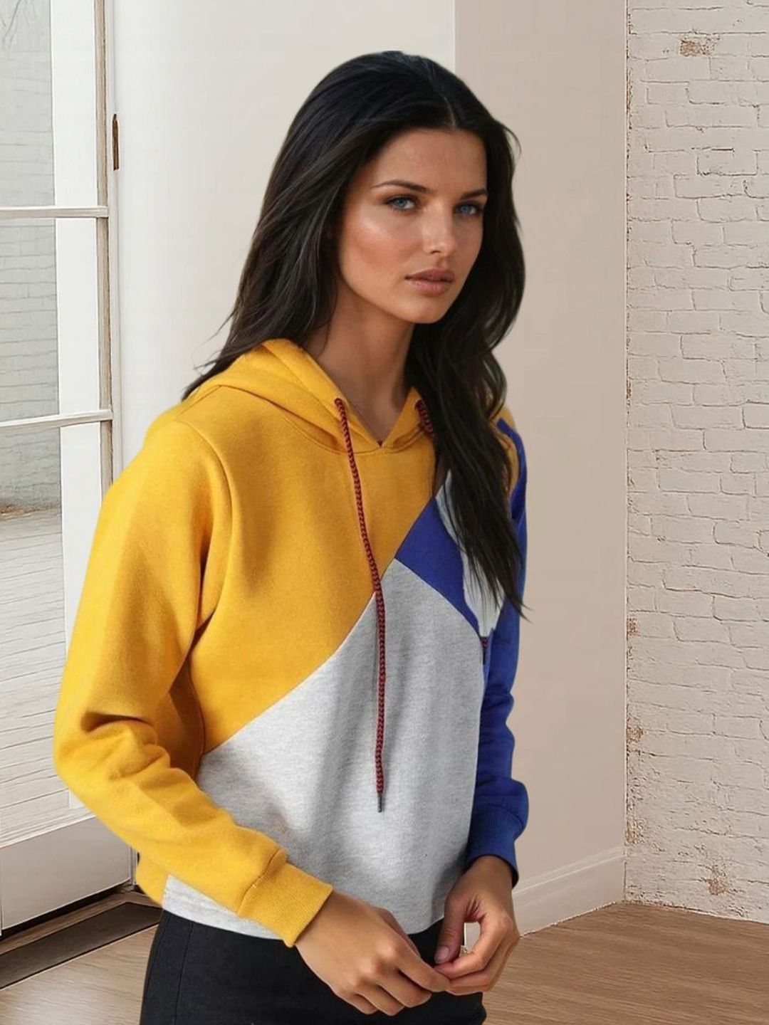 Kotty Women Colourblocked Hooded Sweatshirt