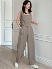 Kotty Brown Square Neck Sleeveless Top With Skirt 