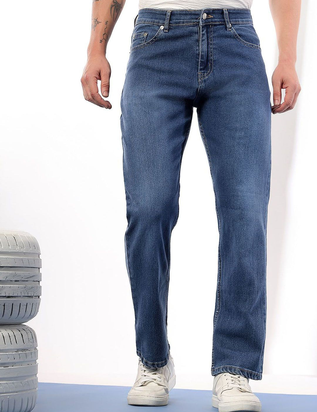 Kotty Men Comfort Regular Fit Mid-Rise Stretchable Jeans