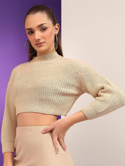Kotty Women Cable Knit Crop Pullover Sweater