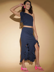 Kotty One-Shoulder Crop-Top With Midi Skirt Co-Ords