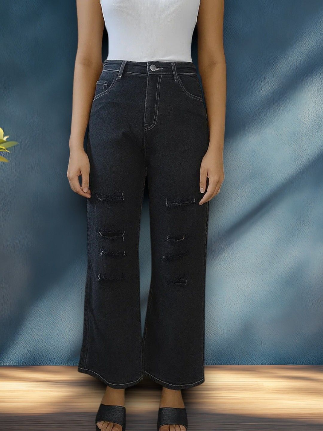 Kotty Women Regular Fit High-Rise Highly Distressed Stretchable Jeans