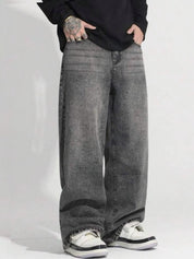 Kotty Men Wide Leg Low-Rise Light Fade Stretchable Jeans