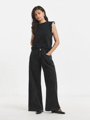 Kotty Women Wide Leg High-Rise Cotton Non Stretchable Jeans