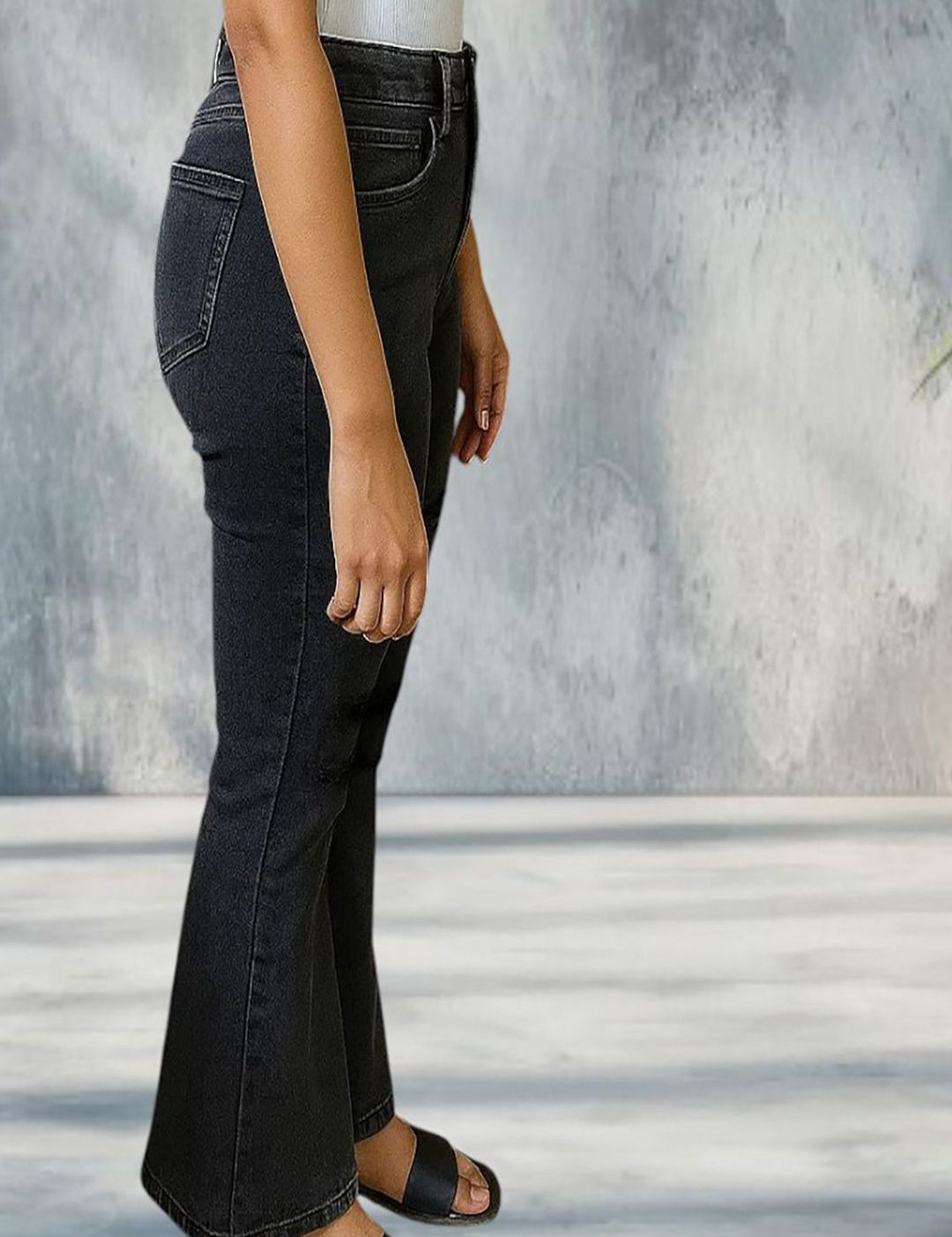 Kotty Women Bootcut High Rise Mildly Distressed Light Fade Stretchable Jeans