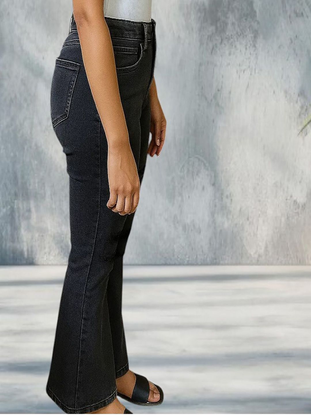 Kotty Women Bootcut High Rise Mildly Distressed Light Fade Stretchable Jeans