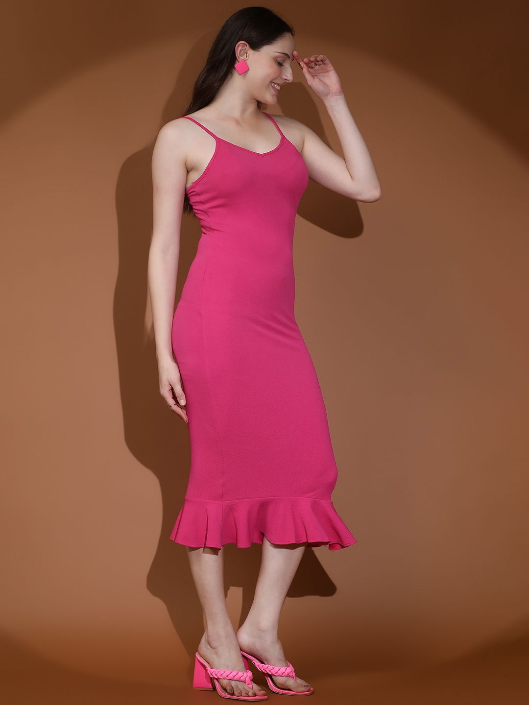 Kotty Women Solid Shoulder Straps Party Bodycon Dress