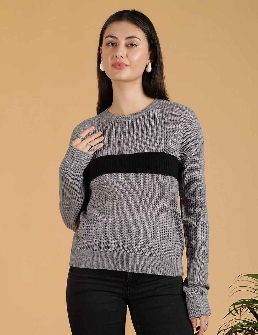 Kotty Women Colourblocked  Cotton Pullover