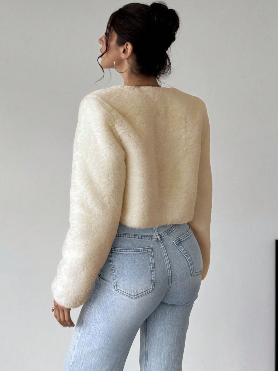 Kotty Women Woollen Crop Open Front Jacket